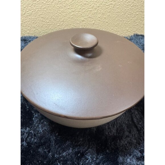 Vintage Kasuga Koyo Stoneware Brown Lidded Casserole Dish Handles Speckled - Picture 2 of 9